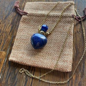 Lapis Lazuli Heart Bottle Necklace Perfume Bottle Necklace Gold Lapis Necklace
